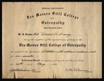 Des Moines Still College of Osteopathy Special Certificate, Howard A. Graney